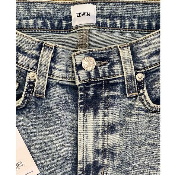 Edwin Bree Mid Rise Slim Skinny Denim Raw Hem Jean in Cosmic Size 25 x 26 NWT - Picture 5 of 10